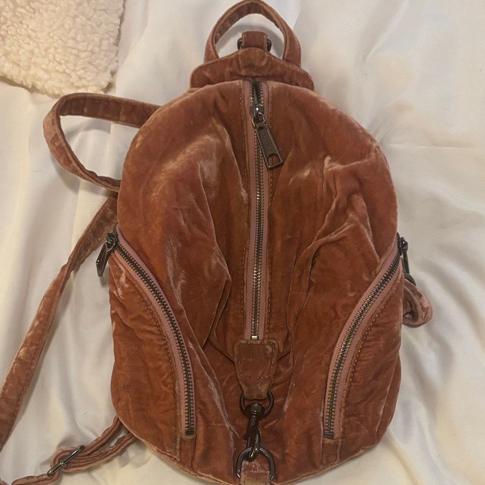 Rebecca Minkoff Velvet Backpack in Rust